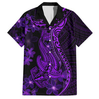 Purple Polynesia Shark Tattoo Hawaiian Shirt With Polynesian Plumeria LT14 Purple - Polynesian Pride