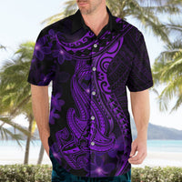 Purple Polynesia Shark Tattoo Hawaiian Shirt With Polynesian Plumeria LT14 - Polynesian Pride
