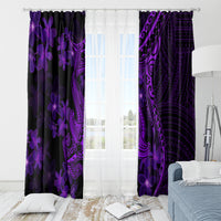 Purple Polynesia Shark Tattoo Window Curtain With Polynesian Plumeria LT14 - Polynesian Pride