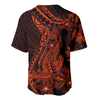Red Polynesia Baseball Jersey Shark Tattoo With Polynesian Plumeria LT14 - Polynesian Pride