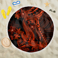 Red Polynesia Beach Blanket Shark Tattoo With Polynesian Plumeria LT14 One Size 150cm Red - Polynesian Pride