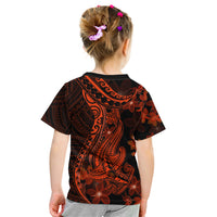 Red Polynesia Kid T Shirt Shark Tattoo With Polynesian Plumeria LT14 - Polynesian Pride