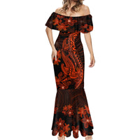 Red Polynesia Mermaid Dress Shark Tattoo With Polynesian Plumeria LT14 - Polynesian Pride