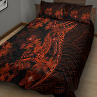 Red Polynesia Quilt Bed Set Shark Tattoo With Polynesian Plumeria LT14 - Polynesian Pride