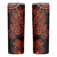 Red Polynesia Skinny Tumbler Shark Tattoo With Polynesian Plumeria