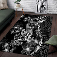 Black Polynesia Area Rug Shark Tattoo With Polynesian Plumeria LT14 Black - Polynesian Pride