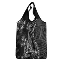 Black Polynesia Grocery Bag Shark Tattoo With Polynesian Plumeria