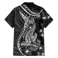 Black Polynesia Hawaiian Shirt Shark Tattoo With Polynesian Plumeria LT14 - Polynesian Pride