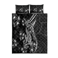 Black Polynesia Quilt Bed Set Shark Tattoo With Polynesian Plumeria LT14 Black - Polynesian Pride