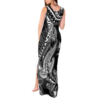 Black Polynesia Tank Maxi Dress Shark Tattoo With Polynesian Plumeria LT14 - Polynesian Pride