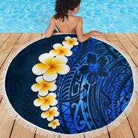 Blue Polynesia Beach Blanket Plumeria Tropical Leaves With Galaxy Polynesian Art LT14 - Polynesian Pride