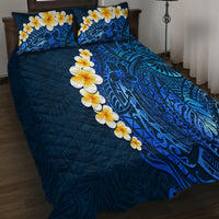 Blue Polynesia Quilt Bed Set Plumeria Tropical Leaves With Galaxy Polynesian Art LT14 - Polynesian Pride