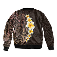 Brown Polynesia Bomber Jacket Plumeria Tropical Leaves With Galaxy Polynesian Art LT14 - Polynesian Pride