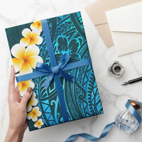 Turquosie Polynesia Wrapping Paper Plumeria Tropical Leaves With Galaxy Polynesian Art LT14 - Polynesian Pride