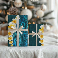 Turquosie Polynesia Wrapping Paper Plumeria Tropical Leaves With Galaxy Polynesian Art LT14 - Polynesian Pride