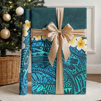 Turquosie Polynesia Wrapping Paper Plumeria Tropical Leaves With Galaxy Polynesian Art LT14 - Polynesian Pride