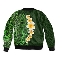 Green Polynesia Bomber Jacket Plumeria Tropical Leaves With Galaxy Polynesian Art LT14 - Polynesian Pride