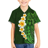 Green Polynesia Family Matching Tank Maxi Dress and Hawaiian Shirt Plumeria Tropical Leaves With Galaxy Polynesian Art LT14 Son's Shirt Green - Polynesian Pride