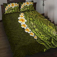 Lime Green Tropical Plumeria With Galaxy Polynesian Art Quilt Bed Set LT14 - Polynesian Pride