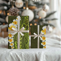Lime Green Polynesia Wrapping Paper Plumeria Tropical Leaves With Galaxy Polynesian Art