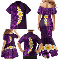 Purple Tropical Plumeria With Galaxy Polynesian Art Family Matching Mermaid Dress and Hawaiian Shirt LT14 - Polynesian Pride