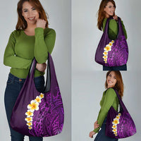 Purple Tropical Plumeria With Galaxy Polynesian Art Grocery Bag