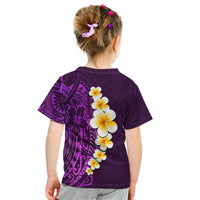 Purple Tropical Plumeria With Galaxy Polynesian Art Kid T Shirt LT14 - Polynesian Pride