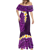 Purple Tropical Plumeria With Galaxy Polynesian Art Mermaid Dress LT14 - Polynesian Pride