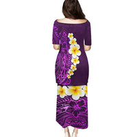Purple Tropical Plumeria With Galaxy Polynesian Art Puletasi LT14 - Polynesian Pride