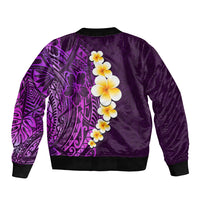 Purple Tropical Plumeria With Galaxy Polynesian Art Sleeve Zip Bomber Jacket LT14 - Polynesian Pride