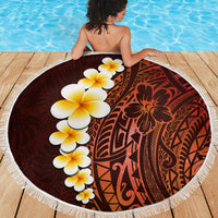 Red Tropical Plumeria With Galaxy Polynesian Art Beach Blanket LT14 - Polynesian Pride
