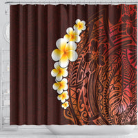 Red Tropical Plumeria With Galaxy Polynesian Art Shower Curtain LT14 - Polynesian Pride