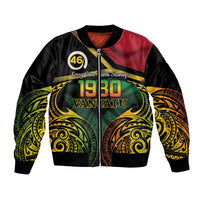 Vanuatu 1980 Bomber Jacket Hapi 46 Yia Indipendens Anivesari LT14 Unisex Black - Polynesian Pride