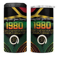 Vanuatu 1980 4 in 1 Can Cooler Tumbler Hapi 46 Yia Indipendens Anivesari LT14 One Size: 16 oz Black - Polynesian Pride