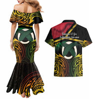 Vanuatu 1980 Couples Matching Mermaid Dress and Hawaiian Shirt Hapi 46 Yia Indipendens Anivesari LT14 - Polynesian Pride