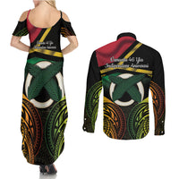 Vanuatu 1980 Couples Matching Summer Maxi Dress and Long Sleeve Button Shirt Hapi 46 Yia Indipendens Anivesari LT14 - Polynesian Pride