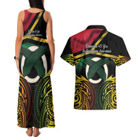 Vanuatu 1980 Couples Matching Tank Maxi Dress and Hawaiian Shirt Hapi 46 Yia Indipendens Anivesari LT14 - Polynesian Pride