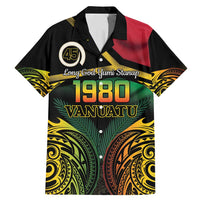Vanuatu 1980 Family Matching Mermaid Dress and Hawaiian Shirt Hapi 46 Yia Indipendens Anivesari LT14 Dad's Shirt - Short Sleeve Black - Polynesian Pride