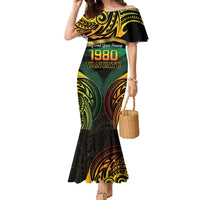 Vanuatu 1980 Family Matching Mermaid Dress and Hawaiian Shirt Hapi 46 Yia Indipendens Anivesari LT14 Mom's Dress Black - Polynesian Pride