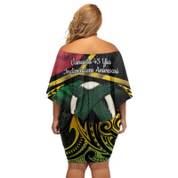 Vanuatu 1980 Family Matching Off Shoulder Short Dress and Hawaiian Shirt Hapi 45 Yia Indipendens Anivesari