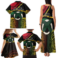 Vanuatu 1980 Family Matching Tank Maxi Dress and Hawaiian Shirt Hapi 46 Yia Indipendens Anivesari LT14 - Polynesian Pride