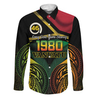 Vanuatu 1980 Family Matching Tank Maxi Dress and Hawaiian Shirt Hapi 46 Yia Indipendens Anivesari LT14 Dad's Shirt - Long Sleeve Black - Polynesian Pride