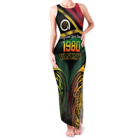 Vanuatu 1980 Family Matching Tank Maxi Dress and Hawaiian Shirt Hapi 46 Yia Indipendens Anivesari LT14 Mom's Dress Black - Polynesian Pride