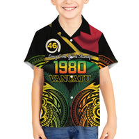 Vanuatu 1980 Kid Hawaiian Shirt Hapi 46 Yia Indipendens Anivesari LT14 Kid Black - Polynesian Pride