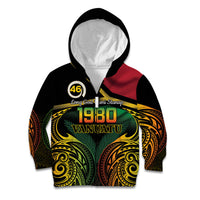 Vanuatu 1980 Kid Hoodie Hapi 46 Yia Indipendens Anivesari LT14 Zip Hoodie Black - Polynesian Pride