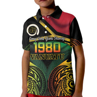 Vanuatu 1980 Kid Polo Shirt Hapi 46 Yia Indipendens Anivesari LT14 Kid Black - Polynesian Pride