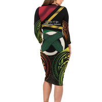 Vanuatu 1980 Long Sleeve Bodycon Dress Hapi 46 Yia Indipendens Anivesari LT14 - Polynesian Pride