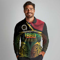 Vanuatu 1980 Long Sleeve Polo Shirt Hapi 46 Yia Indipendens Anivesari LT14 - Polynesian Pride