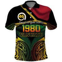 Vanuatu 1980 Polo Shirt Hapi 46 Yia Indipendens Anivesari LT14 Black - Polynesian Pride