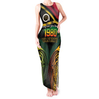 Vanuatu 1980 Tank Maxi Dress Hapi 46 Yia Indipendens Anivesari LT14 Women Black - Polynesian Pride